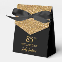 Aniversário de 85 anos Preto Dourado Brilho Agrade