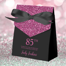 Aniversário de 85 anos Preto Rosa Quente Brilho Ag