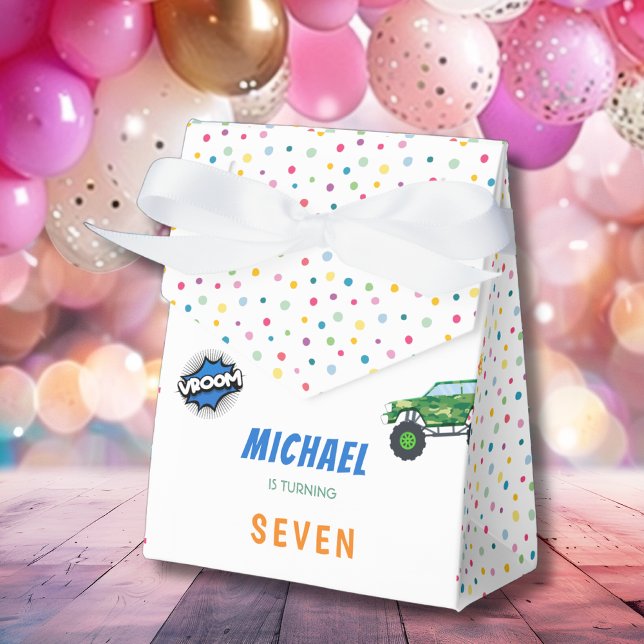 Caixinha De Lembrancinhas Aniversário de caminhões monstros de bip honesto (Criador carregado)