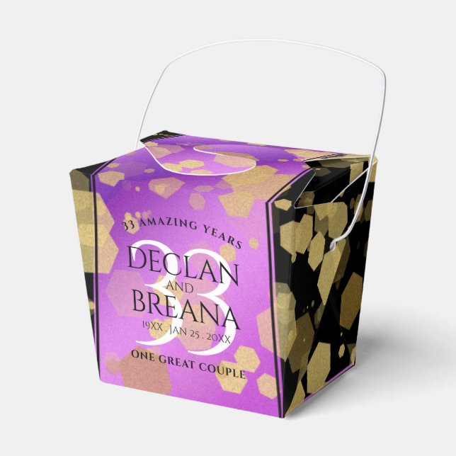 Caixinha De Lembrancinhas Aniversário de Casamento de Ametist Elegante 33 (Frente)