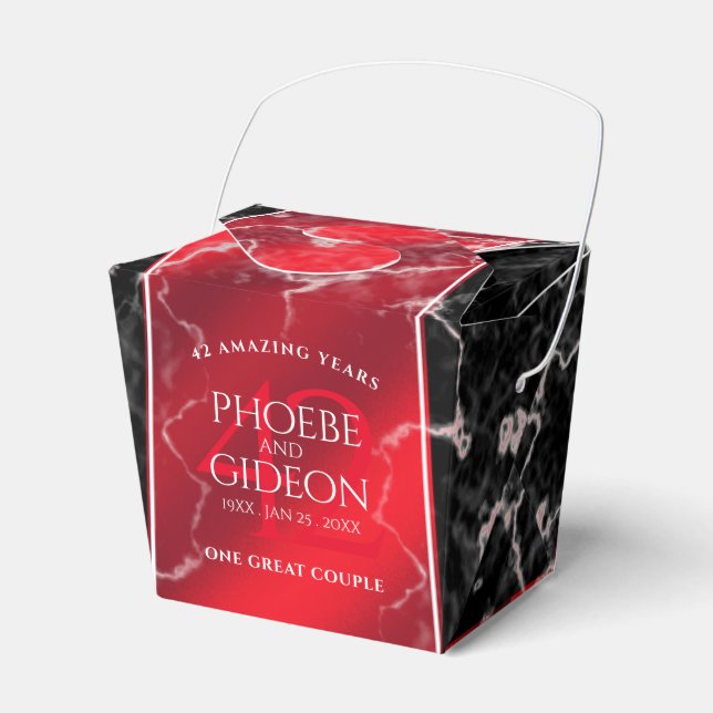 Caixinha De Lembrancinhas Aniversário de Casamento do Elegante 42º Jasper (Frente)