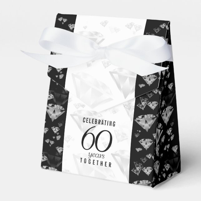 Caixinha De Lembrancinhas Aniversário de Casamento do Elegante 60º Diamond (Frente)