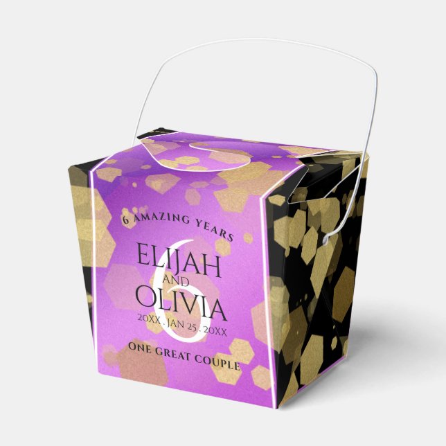 Caixinha De Lembrancinhas Aniversário de Casamento do Elegante 6 Ametyst (Frente)