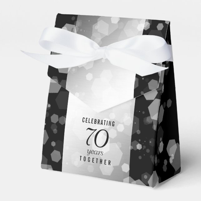 Caixinha De Lembrancinhas Aniversário de Casamento do Platinum 70 Elegante (Frente)