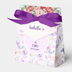 Caixinha De Lembrancinhas Aniversário de criança de borboletas roxas, cor-de