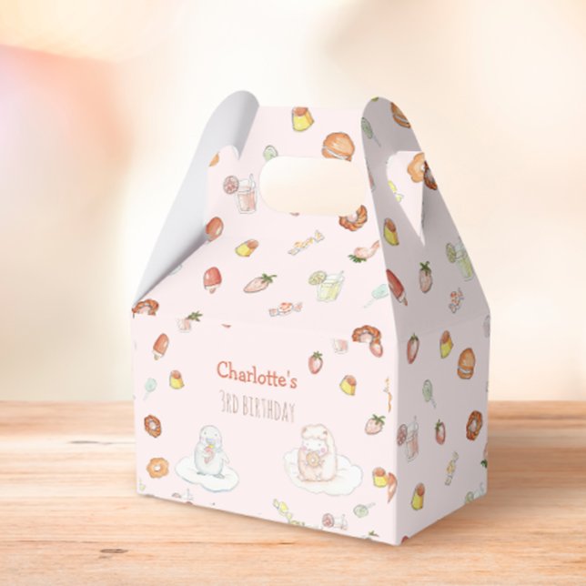 Caixinha De Lembrancinhas Aniversário de criança de Desserts de Aquarela Cor (Criador carregado)