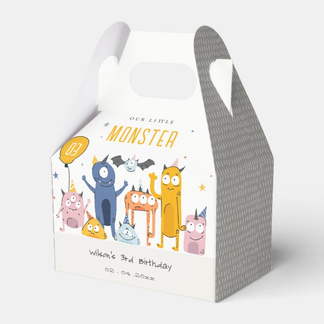 Caixinha De Lembrancinhas Aniversário de criança de Monstros do Partido Amar (Frente)