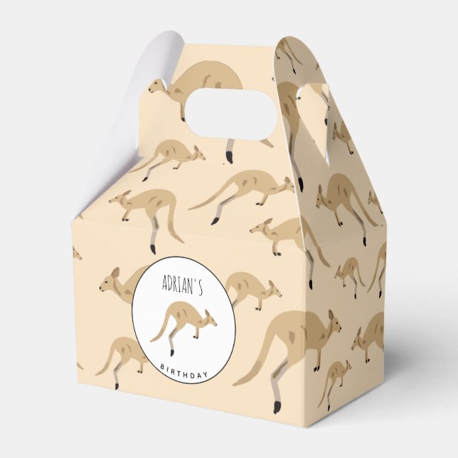 Caixinha De Lembrancinhas Aniversário de criança de padrão canguru australia (Frente)