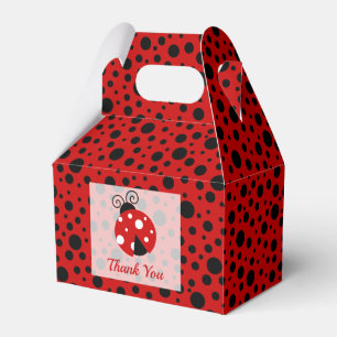 Caixinha De Lembrancinhas Aniversário de criança Ladybug Red Black Frame Bol