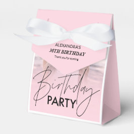 Caixinha De Lembrancinhas Aniversário de Foto Gradiente Rosa Esbranquiçada