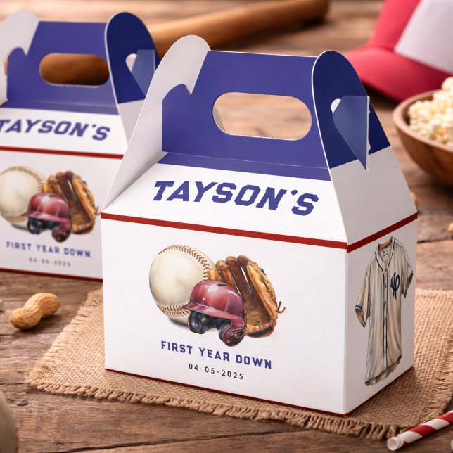 Caixinha De Lembrancinhas Aniversário de Primeiro Ano de Beisebol (Baseball First Year Down 1st Birthday Favor Boxes
)