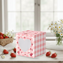 Caixinha De Lembrancinhas Aniversário de Um Ano Berry Vermelho Gingham Laços