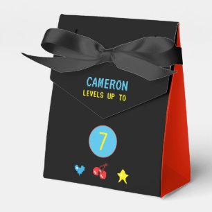 Caixinha De Lembrancinhas Aniversário do 7 de Arcade Negra Vermelha do Jogad