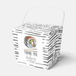 Caixinha De Lembrancinhas Aniversário do Adulto de Sushi Branco Negro