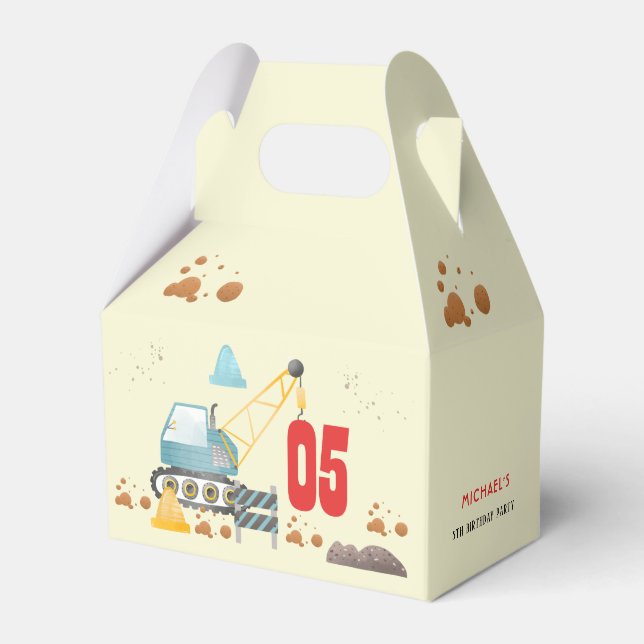 Caixinha De Lembrancinhas Aniversário do caminhão de construção (Frente)