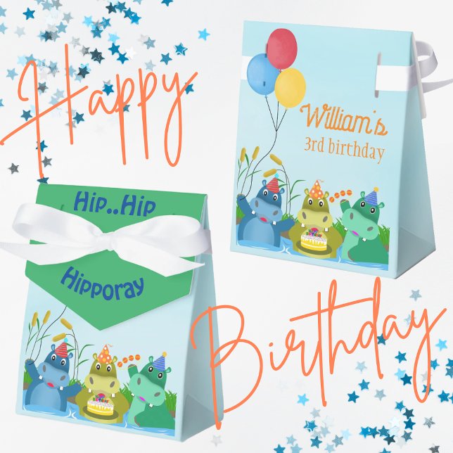 Caixinha De Lembrancinhas Aniversário do Cute Hippo Safari (Criador carregado)