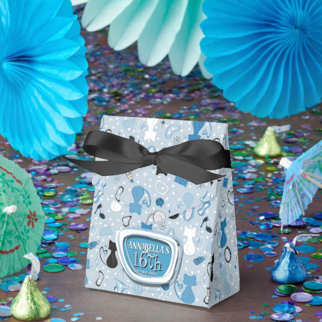 Caixinha De Lembrancinhas Aniversário do meio século Blue Heart Cats (Festa)