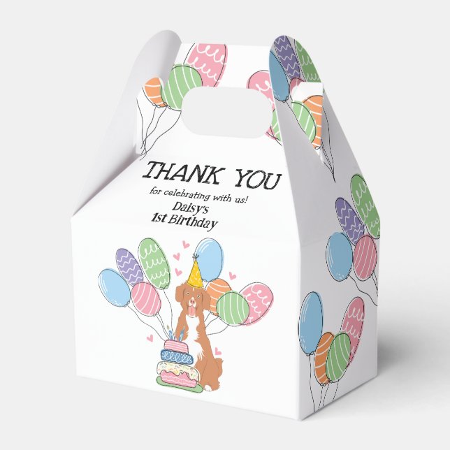 Caixinha De Lembrancinhas Aniversário do Novo Scotia Duck Tolling Retriever (Frente)