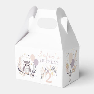 Caixinha De Lembrancinhas Aniversário do Pastel Boho Owl e Balões