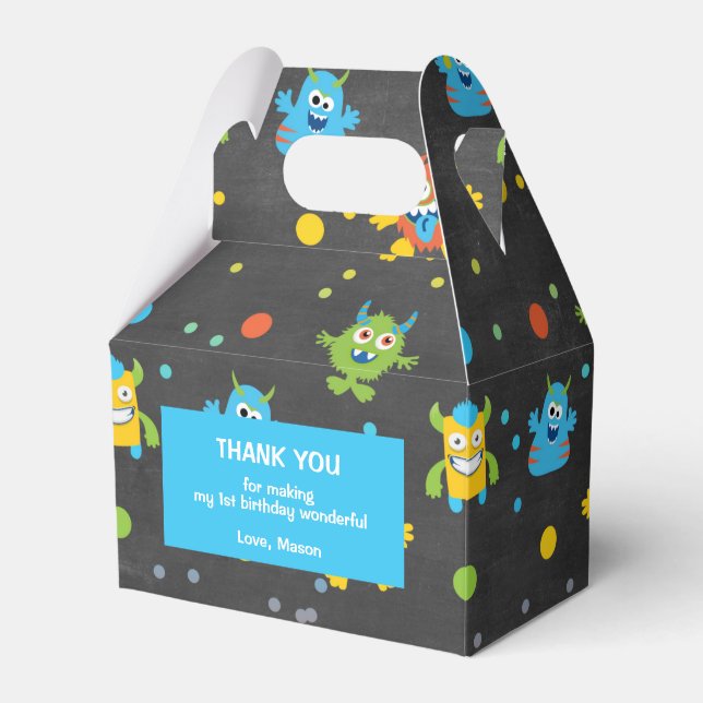 Caixinha De Lembrancinhas Aniversário do pequeno quadro monstro (Frente)