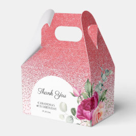 Caixinha De Lembrancinhas Aniversário do Rosa Floral Vermelho Vermelho Chic