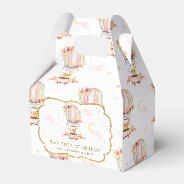 Caixinha De Lembrancinhas Aniversário dos Animais Cujos Balões de Ar Quente  (Frente)