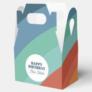 Caixinha De Lembrancinhas Aniversário feliz do Retro Groovy Rainbow