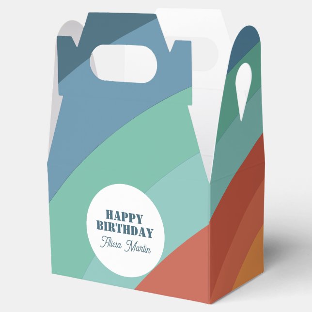 Caixinha De Lembrancinhas Aniversário feliz do Retro Groovy Rainbow (Aberto)