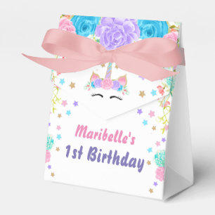 Caixinha De Lembrancinhas Aniversário floral personalizado do unicórnio da