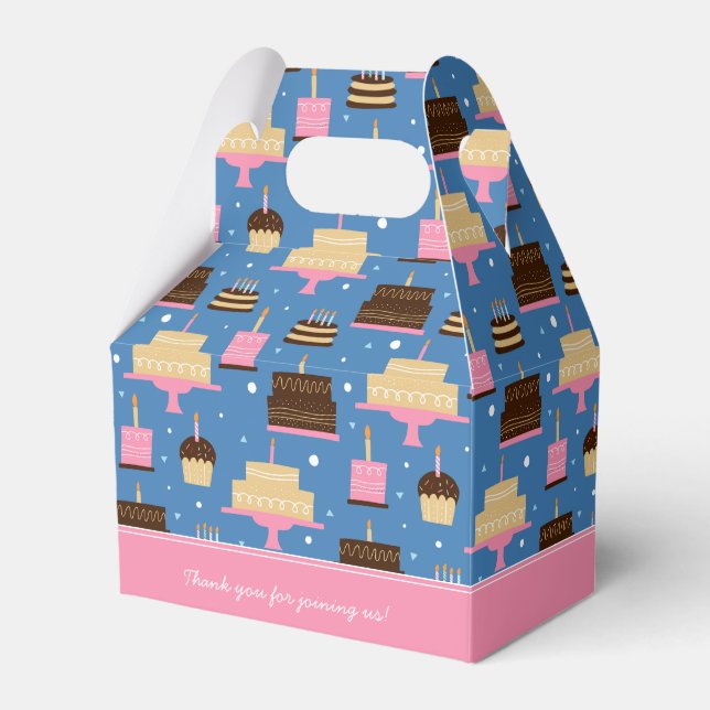 Caixinha De Lembrancinhas Aniversário Padrão de Bolo Nome Personalizado + Sa (Frente)