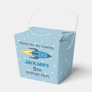 Caixinha De Lembrancinhas Aniversário Personalizado do Navio de Foguete Azu