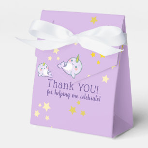 Caixinha De Lembrancinhas Aniversário roxo do bebê de Narwhal com estrela