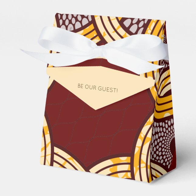 Caixinha De Lembrancinhas Ankara Kitenge Dourado Floral (Frente)