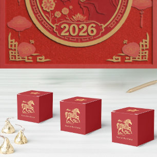 Caixinha De Lembrancinhas Ano do Cavalo Ano Novo Lunar Vermelho Elegante Dou