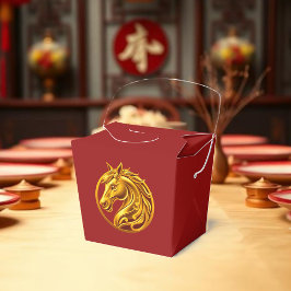 Caixinha De Lembrancinhas Ano Novo Chinês Cavalo Dourado-