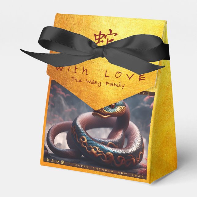 Caixinha De Lembrancinhas Ano Novo chinês do Cobra de 2025 TFB2 da madeira (Frente)