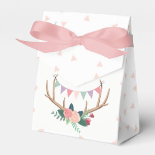 Caixinha De Lembrancinhas Antlers cor-de-rosa & aniversário da menina da