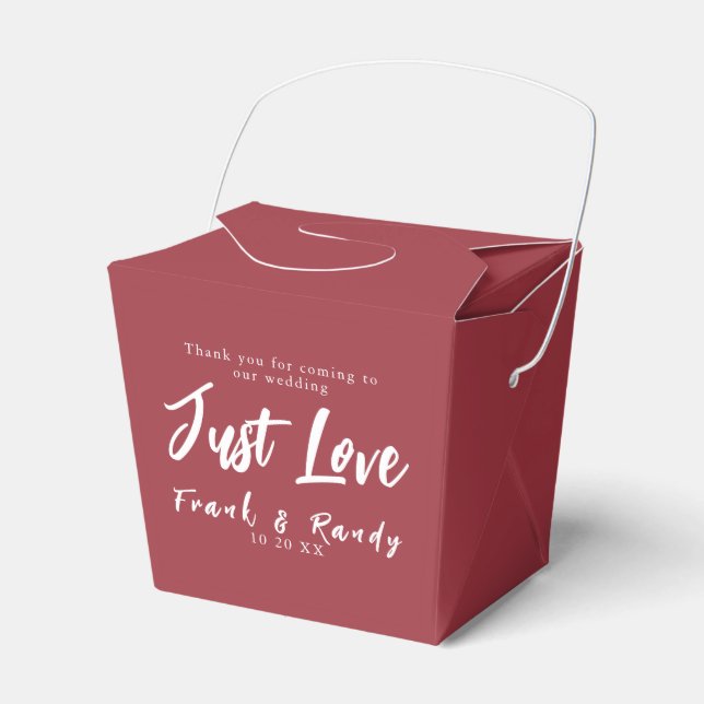 Caixinha De Lembrancinhas Apenas Ame Casamento Vermelho Moderno Minimalista (Frente)