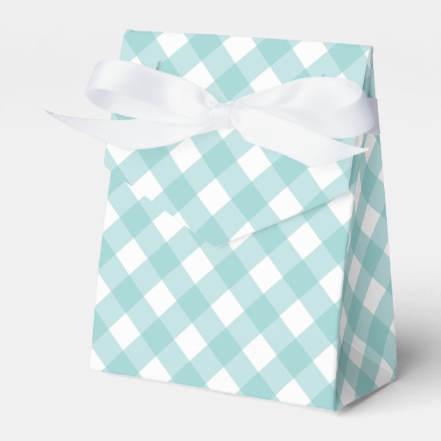Caixinha De Lembrancinhas Aqua Gingham Favor Box (Frente)