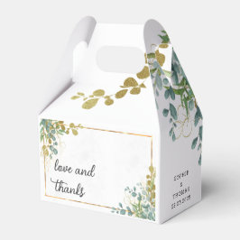 Caixinha De Lembrancinhas Aquarela de eucalipto verde e dourado
