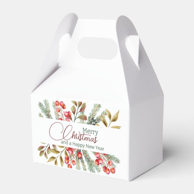 Caixinha De Lembrancinhas Aquarela Elegante de Natal (Frente)