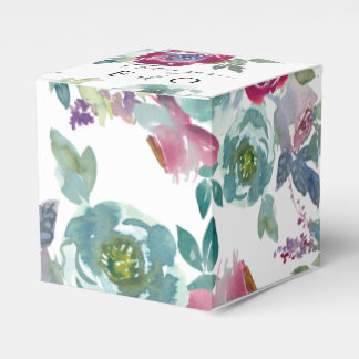 Caixinha De Lembrancinhas Aquarela floral em Mint & Mauve