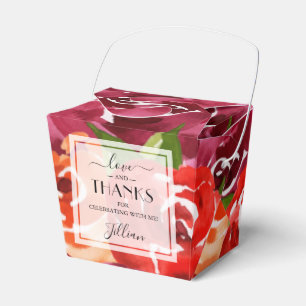 Caixinha De Lembrancinhas Aquarela Floral Vermelho Laranja Clarete