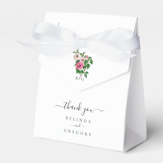 Caixinha De Lembrancinhas Aquarela Hibisco Tropical Casamento de Verão (Frente)