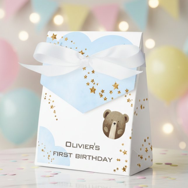 Caixinha De Lembrancinhas Aquarela nosso pequeno urso é um aniversário de be (Criador carregado)