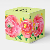 Aquarela rosa-quente elegante Floral no Verde limã