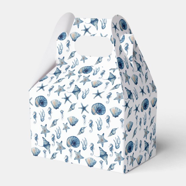 Caixinha De Lembrancinhas Aquarela Sob O Padrão Marítimo (Frente)