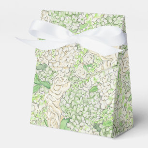 Caixinha De Lembrancinhas Aquarela Verde e Branco - Hydrangea Crest