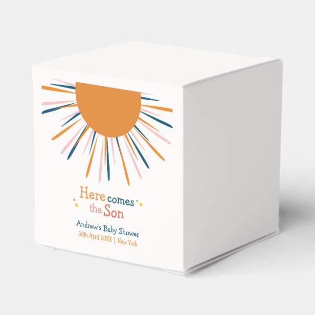 Caixinha De Lembrancinhas Aqui Vem O Chá de fraldas Filho (Verso)