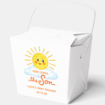 Aqui Vem o Filho Chá de Bebê Desenhado à Mão Sol